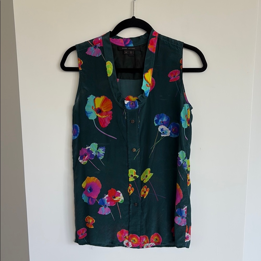 Marc Jacobs Floral Sleeveless Top - Green Perfect Condition
